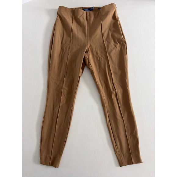 Polo Ralph Lauren Pants - Polo Ralph Lauren Women Tan Side Zip Skinny Pants High Rise Tapered Size 12